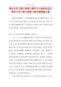 青年大学习第九季第六期学习心得体会范文 青年大学习第九季第六期有感精编4篇