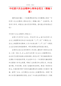 中纪委六次全会精神心得体会范文（精编3篇）