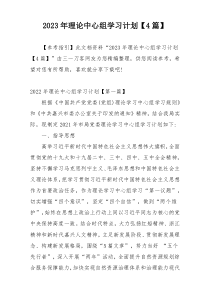 2023年理论中心组学习计划【4篇】