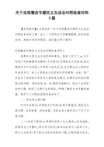 关于巡视整改专题民主生活会对照检查材料3篇