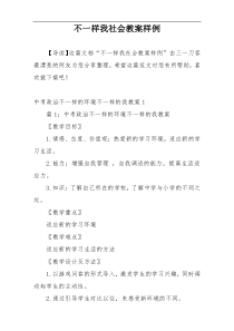 不一样我社会教案样例