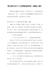 党支部书记个人对照检查材料（精选8篇）