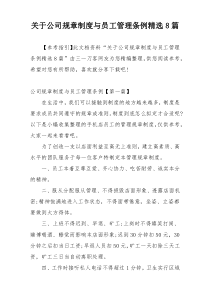 关于公司规章制度与员工管理条例精选8篇