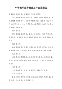 小学教师业务检查工作自查报告