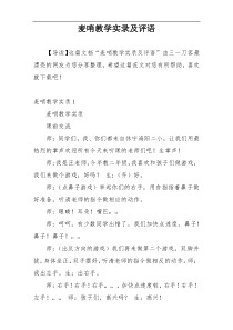 麦哨教学实录及评语