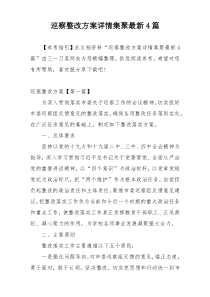 巡察整改方案详情集聚最新4篇