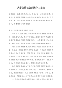 大学生的社会实践个人总结