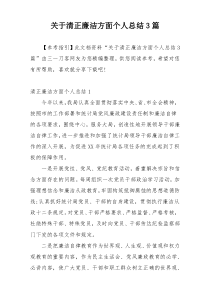 关于清正廉洁方面个人总结3篇