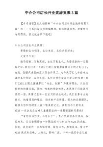 中介公司店长开业致辞集聚3篇