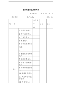 物业经营性收支情况表