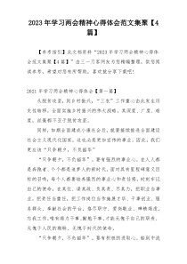 2023年学习两会精神心得体会范文集聚【4篇】