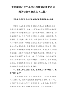 贯彻学习习近平总书记考察调研重要讲话精神心得体会范文（三篇）