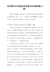 如何铸牢中华民族共同体意识发言稿样稿（4篇）