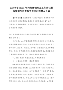 [2300字]2023年网络意识形态工作责任制落实情况自查报告工作汇报精品3篇