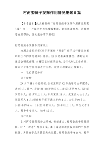 村两委班子发挥作用情况集聚5篇