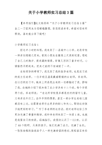 关于小学教师实习总结3篇