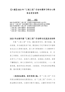 【六篇】2023年“三抓三促”行动专题学习研讨心得体会发言材料