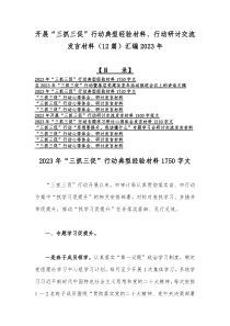 开展“三抓三促”行动典型经验材料、行动研讨交流发言材料（12篇）汇编2023年