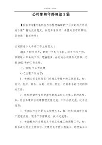 公司副总年终总结3篇