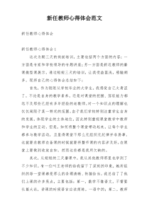 新任教师心得体会范文