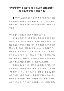 学习中青年干部培训班开班式讲话稿精神心得体会范文范例精编5篇