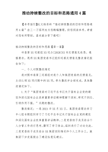 推动持续整改的目标和思路通用4篇