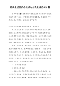 组织生活委员会批评与自我批评范例5篇