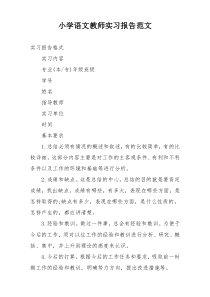 小学语文教师实习报告范文