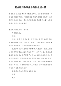 置业顾问辞职报告范例最新8篇