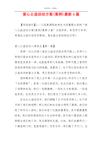 爱心公益活动方案(案例)最新4篇