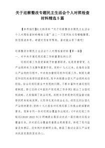 关于巡察整改专题民主生活会个人对照检查材料精选5篇