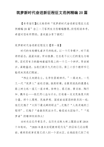 筑梦新时代奋进新征程征文范例精编20篇