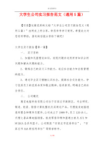 大学生公司实习报告范文（通用5篇）