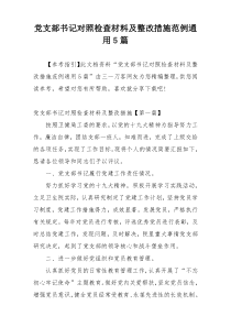 党支部书记对照检查材料及整改措施范例通用5篇