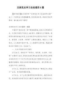 支部党史学习总结通用8篇