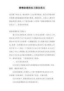 销售助理的实习报告范文