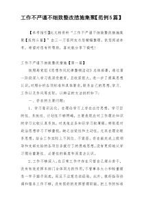 工作不严谨不细致整改措施集聚【范例5篇】