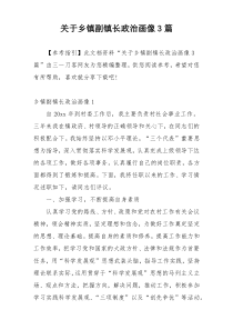 关于乡镇副镇长政治画像3篇