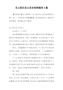 当上组长怎么发言范例通用3篇