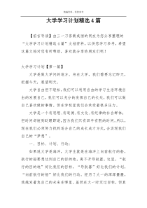 大学学习计划精选4篇