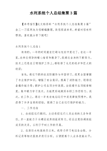 水利系统个人总结集聚3篇