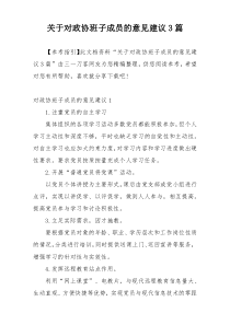 关于对政协班子成员的意见建议3篇