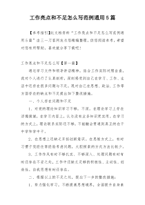 工作亮点和不足怎么写范例通用5篇