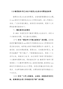 X乡镇党组织书记2022年度民主生活会对照检查材料