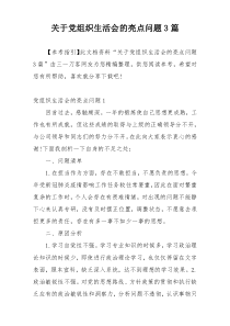 关于党组织生活会的亮点问题3篇