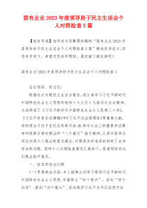 国有企业2023年度领导班子民主生活会个人对照检查5篇