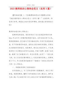 2023教师培训心得体会范文（实用3篇）