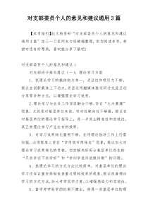 对支部委员个人的意见和建议通用3篇