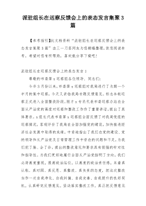 派驻组长在巡察反馈会上的表态发言集聚3篇