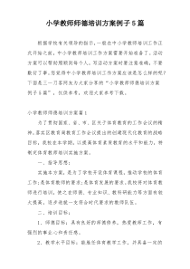 小学教师师德培训方案例子5篇